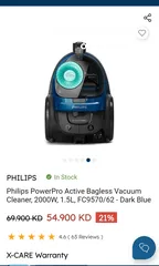  4 Philips PowerPro Active 2000W Vacuum Cleaner For Sale