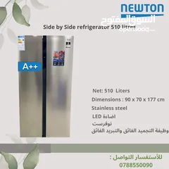  1 ثلاجة بابين نيوتن حجم توتال 587 لتر صافي 510 لتر توفير طاقة A++ ستانلس وادين مخفية شامل التوصيل