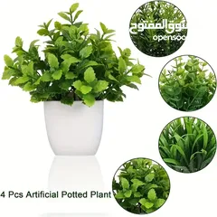  6 Mini Artificial Eucalyptus & Wheat Grass Plants - Perfect for Home Decorations & Office Desk