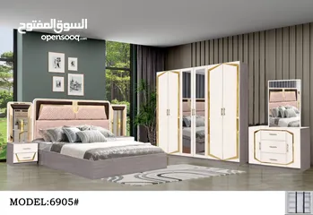  6 BEDROOM SET 7 PCS WITH MATTRESSS WITH FITTING/غرف نوم مع دوشج مع ترکيب ۷ قطع