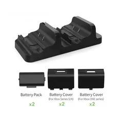  3 ستاند شحن يدين اكس بوكس مع بطاريات شحن DOBE Xbox Controller Dual Charging Dock TYX-532X