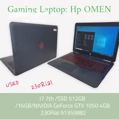  1 لاب توب ألعاب وتصميم نظيف جدا مع الضمان Gaming Laptop hp OMEN in excellent condition with warranty