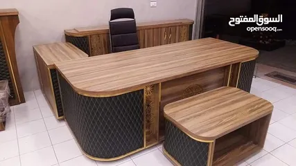  4 مكتب مدير إدارة مع خزانه خلفيه وطاوله امام المكتب تفصيل حسب اللون والقياس والتسليم مجاني داخل عمان