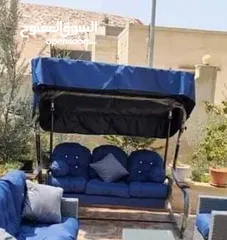  9 مراجيح ثلاثية وثنائية ورباعية واطقم رتان 5 و7 مقاعد واطقم كنب حديد قوية وعش البلبل حجم جامبو رائعة