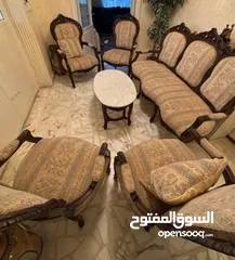  4 طقم جلوس موديل كلاسيك خشب زان حفر