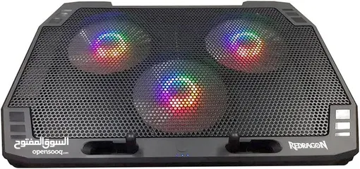  2 ستاند تبريد الابتوب Redragon GCP511 المميز باضاءة RGB وضعيات ارتفاع عدة للاستعمال المريح