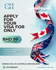  2 Apply Visitor Visa For Only BHD 99! (Limited Time -USA, UK, Australia, New Zealand)