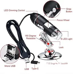  3 USB Digital Microscope 1600x 8 LED Magnification Endoscope Camera with Metal Stand.