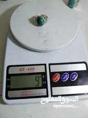  13 خاتم فضة 925 منقوش حجر الفيروز الأخضر التفاحي الطبيعي القياس 28 الوزن 9غرام حجر الفيروز نيشابوري