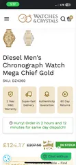  3 Diesel Men's Chronograph Watch Mega Chief Gold