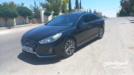  24 هونداي سوناتا 2018 فحص 3 جيد لون اسود ملوكي فل الفل اعلى فئة بانوراما بسعر مغري قابل للبدل