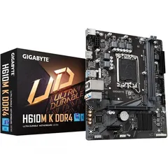  1 مذربورد جيجابايت لمعالجات انتل جيل 12 + 13 + 14 GIGABYTE UD H610M-K ULTRA DURABLE DDR4 MOTHERBOARD