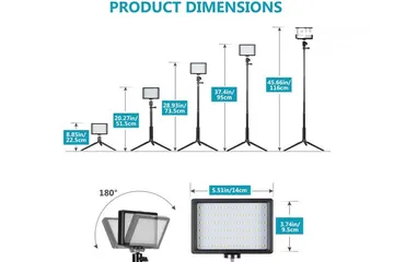  6 2 حزمة من مصابيح فيديو LED USB 5600K قابلة للتعتيم مع حامل ثلاثي القوائم قابل للتعديل ومرشحات ألوان