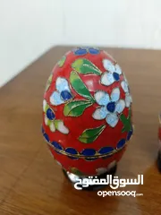  2 Old cloisonné eggs in good condition.