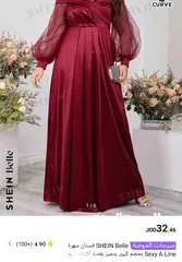  6 فستان سهرة ستان احمر