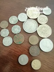  22 عملات قديمة للبيع اردني امريكي بريطاني ألماني عراقي خليجي يوجد قطع نوادر ومميزة