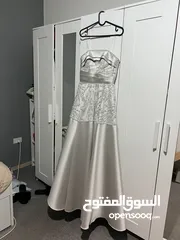  1 Silver evening long dress فستان حفلات