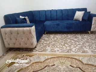  2 طقم كورنر كبتني خشب لاتيه وقراط وسفنج ضغط عاليه وقماش  روز اسطنبولي موشح وعليه طبقة بليستر طبي