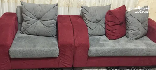  2 كنب تفصيل شبه جديد 9 مقاعد خمري وسكني