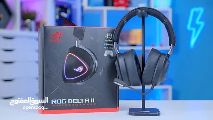  1 ASUS ROG Delta II Wireless Gaming Headset (BT, ROG SpeedNova 2.4GHz اعلى سماعه العاب من اسوس