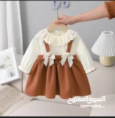  1 فستان بني بابيض