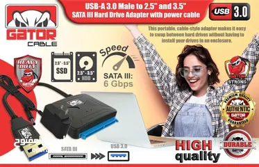  5 USB 3.0 to SATA III Hard Drive Adapter for 2.5" 3.5" HDD SSD with 12V 2A Power