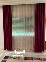  1 ستائر مستعمله للبيع لشباكين جلد الغزال لون خمري