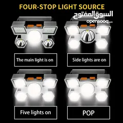  7 مصباح رأس LED مع بطارية قابلة لإعادة الشحن عبر USB،