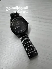  4 EMPORIO ARMANI BLACK STEEL CERAMICA WITH CRYSTALS AR 142 اصلية 100% جديدة ولا خدش