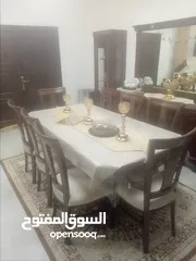 3 طاولة سفرة ثمانية مقاعد بحال الجديد موديل ثقيل خشب زان صنف ممتاز