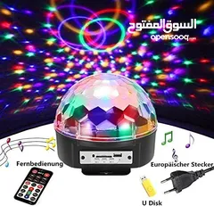  1 سماعات الكرة المضيئه الديسكو الدواره ديسكو تحكم ريموت بلوتوث فلاشه سماعة مكبر صوت سماعه حفله مناسبات