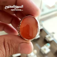  7 خاتم فضة من العقيق اليماني الأحمر Red Yemeni onyx silver ring