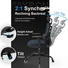  4 كرسي مكتب Lioncin Ergonomic،، كرسي كمبيوتر يدعم أسفل الظهر مع عجلات ومسند ذراع قابل للتعديل