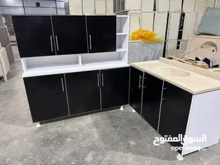  6 كاونتر MDF خشب متر ونص  ارضي وملحق مع سنك متر