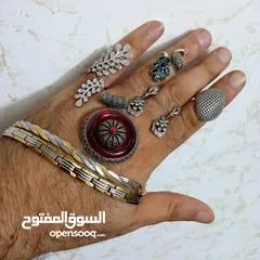  3 خواتم فضه مطعمه بالحجر الكريم