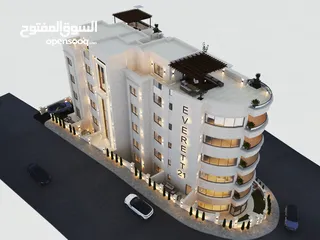 3 شقة بنظام خلايا الشمسية 170م2 مع بلكونة واسعة و تدفئة مركزية و بنظام صوت باجمل اطلالة بحي المنصور