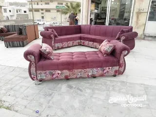  17 تنجيد كورنر حرف L مع كنبة مزدوجة مع إمكانية اختيار الاقمشة والألوان والتفصيل حسب الطلب