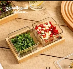  1 صحون بقاعده خشبيه