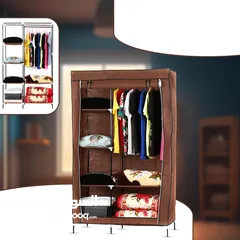  2 خزانة ملابس قابلة للطي بالباب بإطار معدني متين من الأنابيب الفولاذية.  Door foldable wardrobe