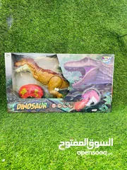  1 لعبة الديناصور الناري من island toys ريموت كونترول شحن مع نفث الدخان لعبة تعليمية