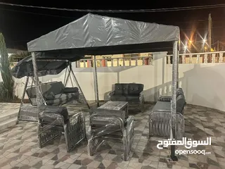  22 اطقم مودرن للحدائق حديد و راتان ومراجيح ثلاثية و عش البلبل وطاولات سفرة من الحديد الصلب