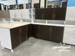  5 كاونتر MDF خشب متر ونص  ارضي وملحق مع سنك متر و20 مرمر .