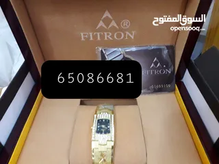  4 ساعه جديده ماركه FITRON مع علبه خشب أنيقه / قلم ماركه VG ( VERNA CHAPANA) /
