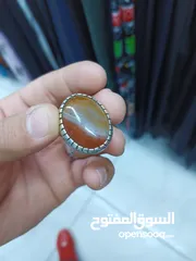  1 خاتم فضة حجر عقيق عيار 925