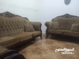  1 طقم كنب خشب زان ثقيل اصلي