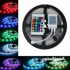  2 حبل ملون LED ليد لاصق اضائه ديكور مع ريموت تحكم يضي كل الالوان 5 مترLED RGB