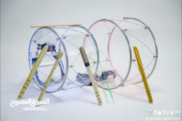  4 طبول للدبكات شفاف مع اضاءة متغيرة عدة الوان