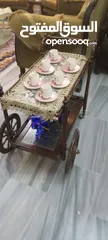  5 عرباية ضيافة مصنوعة من خشب الورد ومزينة محفور عليها قطع من النحاس...... صناعة باكستانية
