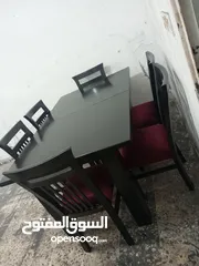  7 طاولة سفره مع 6 كراسي تفصيل خشب زان وتنجيد جديد