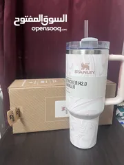  7 اصلي Stanley tumbler مطره ستانلي ، مع مصاصه (شلمونة)  Stanley Rose Quartz Swirl 40oz